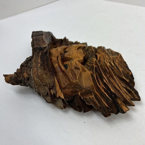 Vintage Artisan Real Wood Hand Carved Old Man Wall Hangings Set of 2 Bearded - Picture 13 of 16